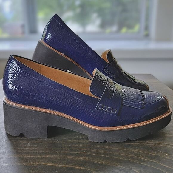 *Last Chance!* Naturalizer Darcy Fringe Leather Loafer in Haven Blue size 8W - Picture 2 of 13